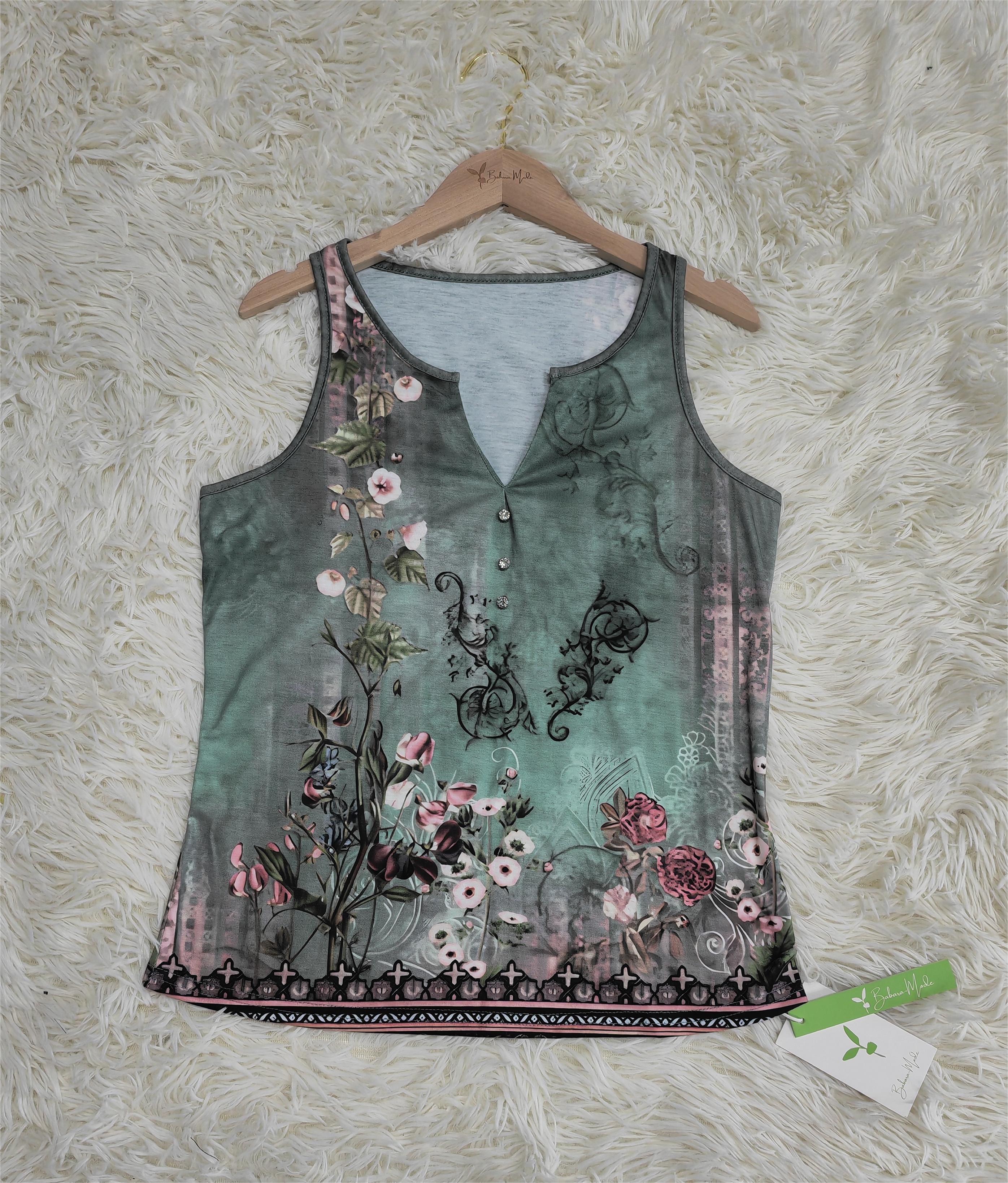 Bluse ohne Ärmel mit Aquarell-Blumenmuster