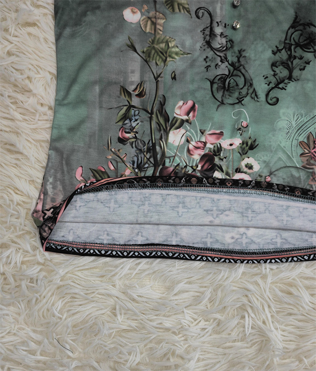 Bluse ohne Ärmel mit Aquarell-Blumenmuster