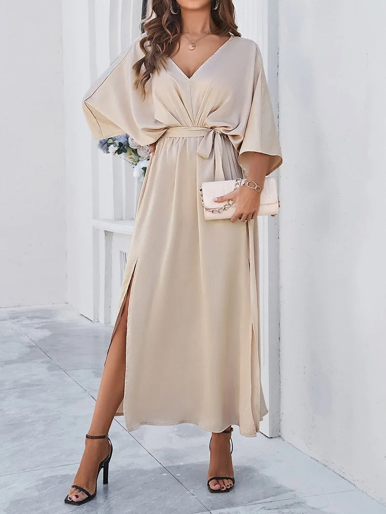 Beige Wrap Dress